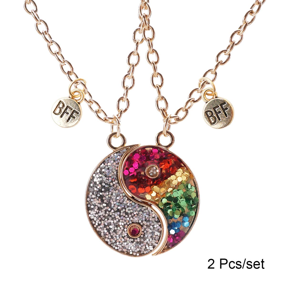 Sparkly Yin Yang BFF Necklace Set - Perfect Gift for Best Friends