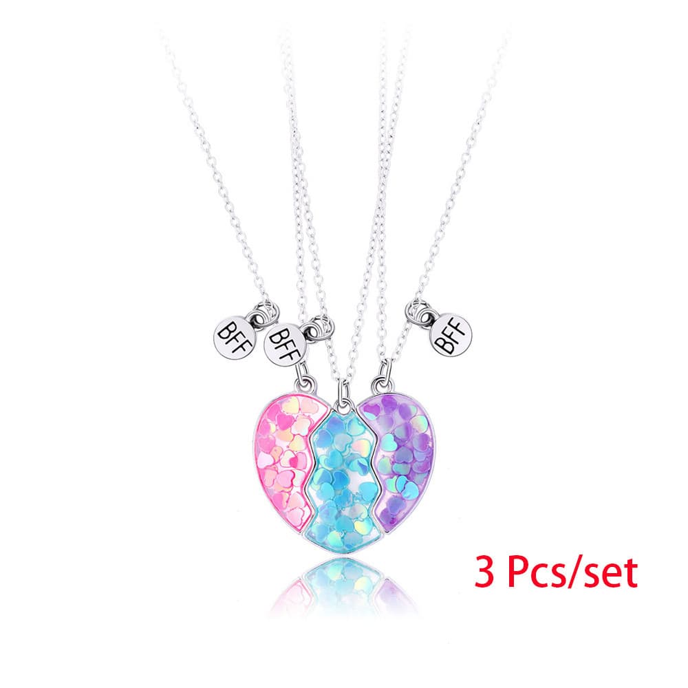 BFF Best Friends Forever Magnetic Heart Necklace Set for Girls