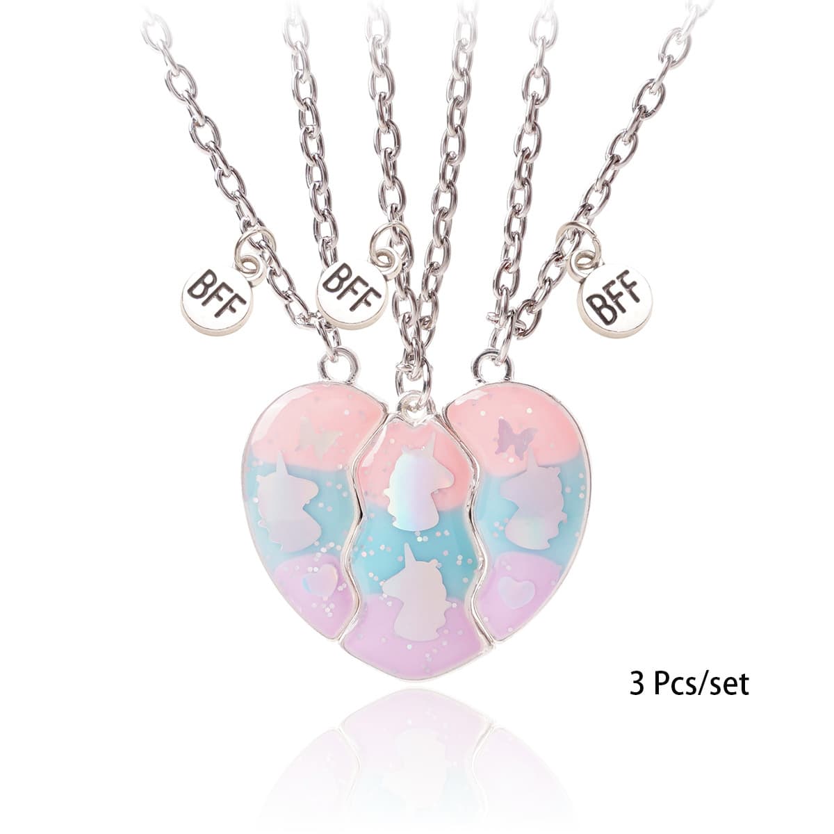 Unicorn Heart Magnetic BFF Necklace Set for Best Friends