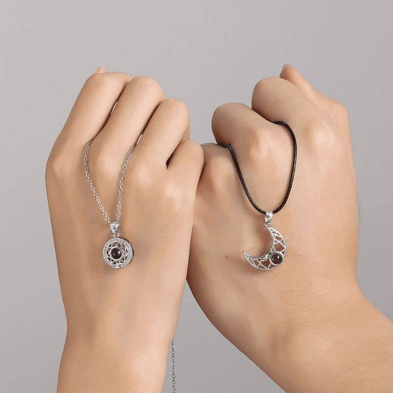 I Love You in 100 Languages Sun and Moon BFF Necklace