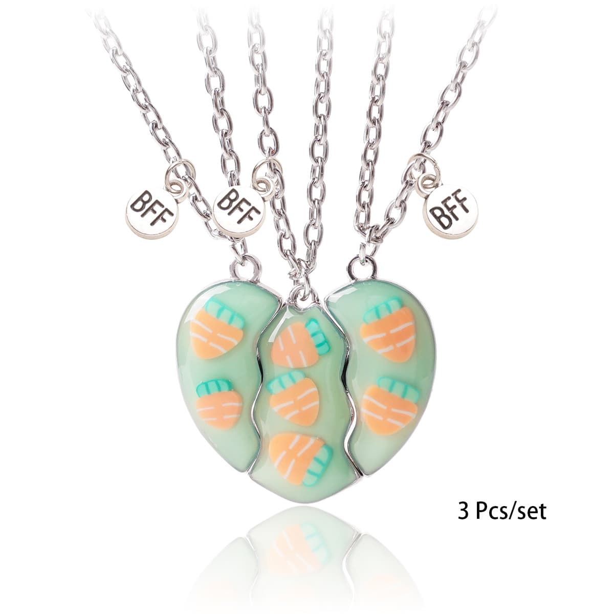 BFF Best Friends Forever Magnetic Heart Necklace Set of 3