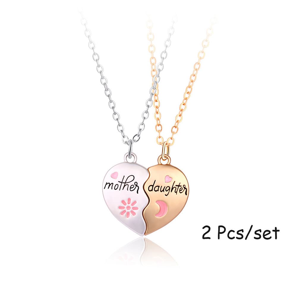 Mother Daughter Heart Puzzle Necklaces Set - Perfect Gift for Mom & Daughter