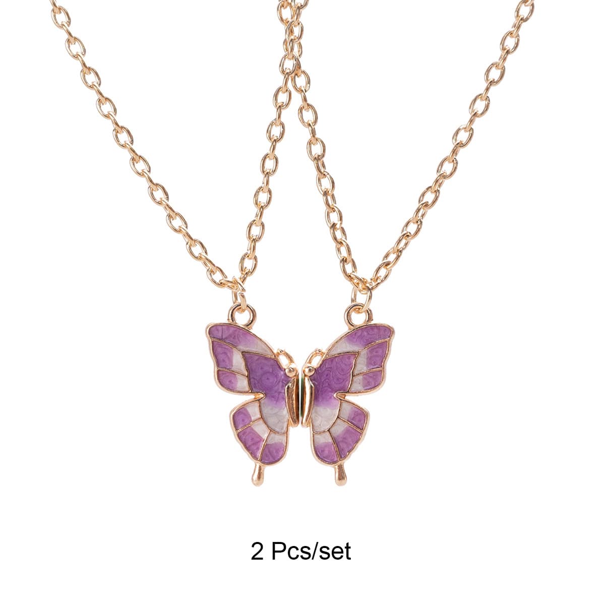 Butterfly Friendship Necklaces Set for Girls - Cute Enamel Pendant Matching Jewelry