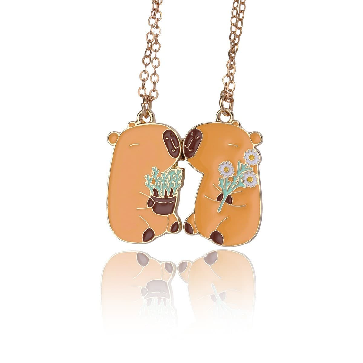 Cute Capybara Magnetic Pendant Necklace Set - Perfect Gift for Best Friends