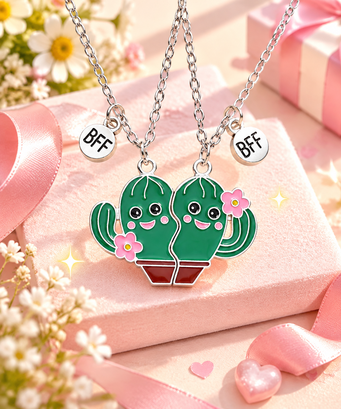 Best Friend Necklaces for 4: Cute Cactus BFF Gift Ideas