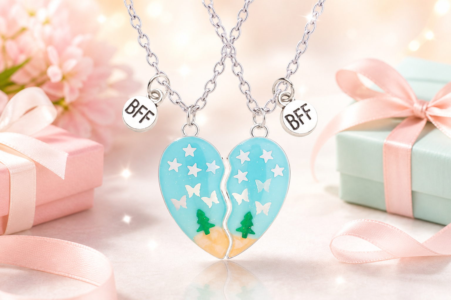 Graduation Gift for Best Friend: Magnetic BFF Necklace Set