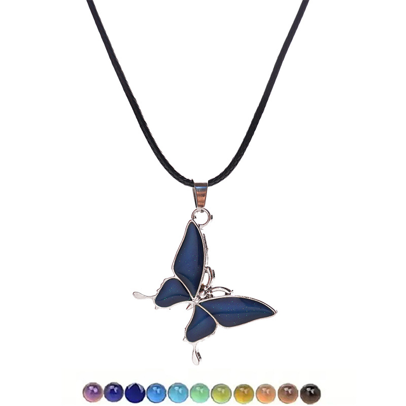 Temperature-Sensitive Color-Changing Butterfly Necklace for Women