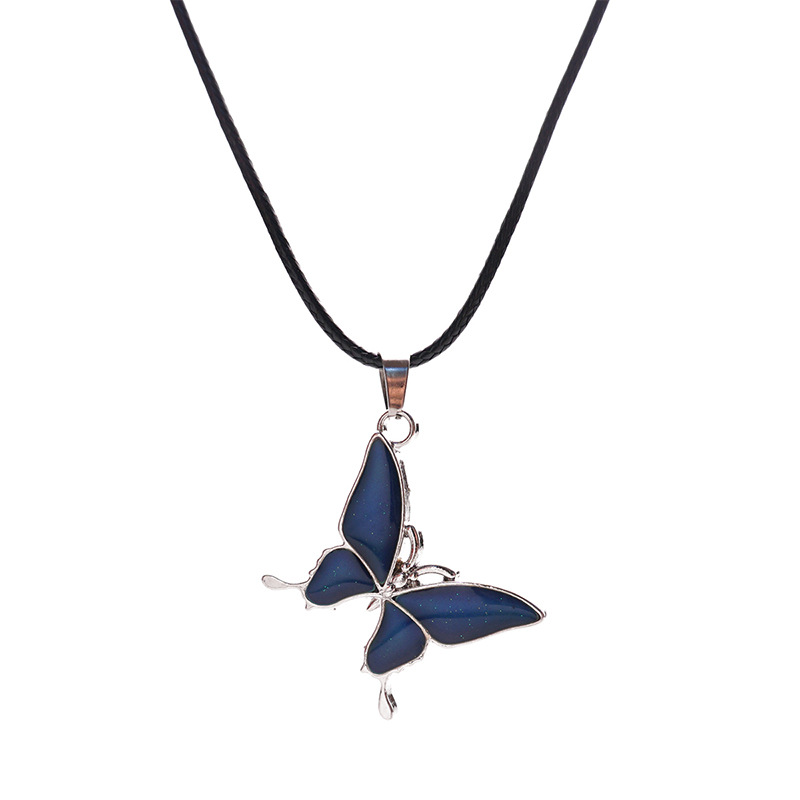 Temperature-Sensitive Color-Changing Butterfly Necklace for Women