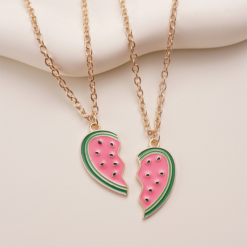 Sweet Watermelon Heart Friendship Necklace for Kids & Teens