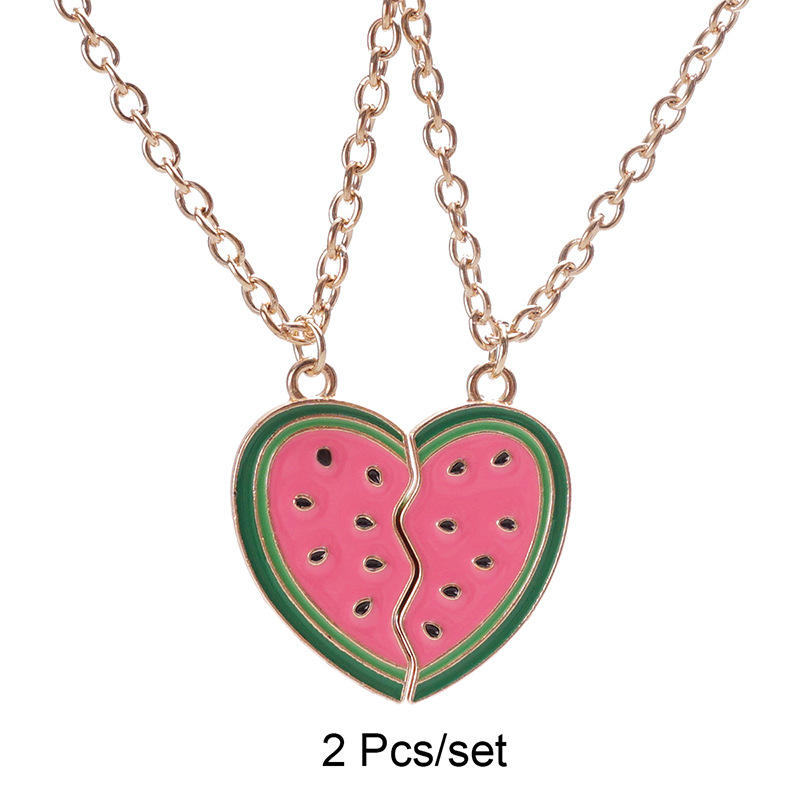 Sweet Watermelon Heart Friendship Necklace for Kids & Teens