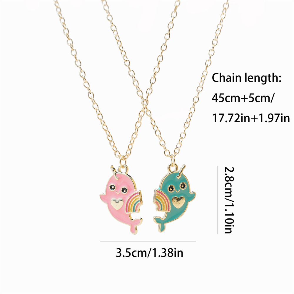 Cute Narwhal Necklaces Set for Best Friends