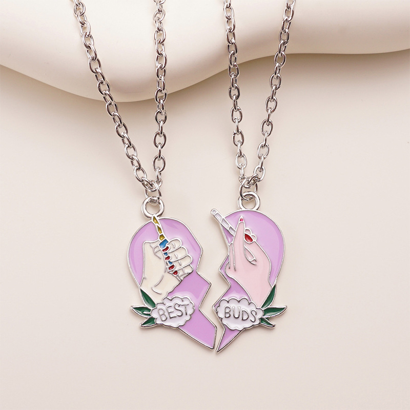 Best Buds Heart Split Necklace Set for Best Friends