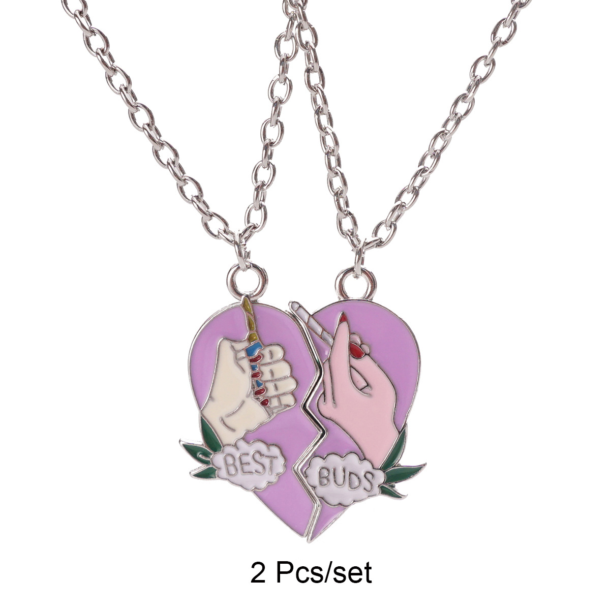 Best Buds Heart Split Necklace Set for Best Friends