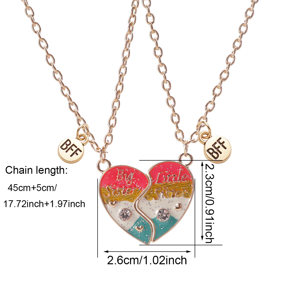 Matching Heart BFF Necklace Set for Best Friends