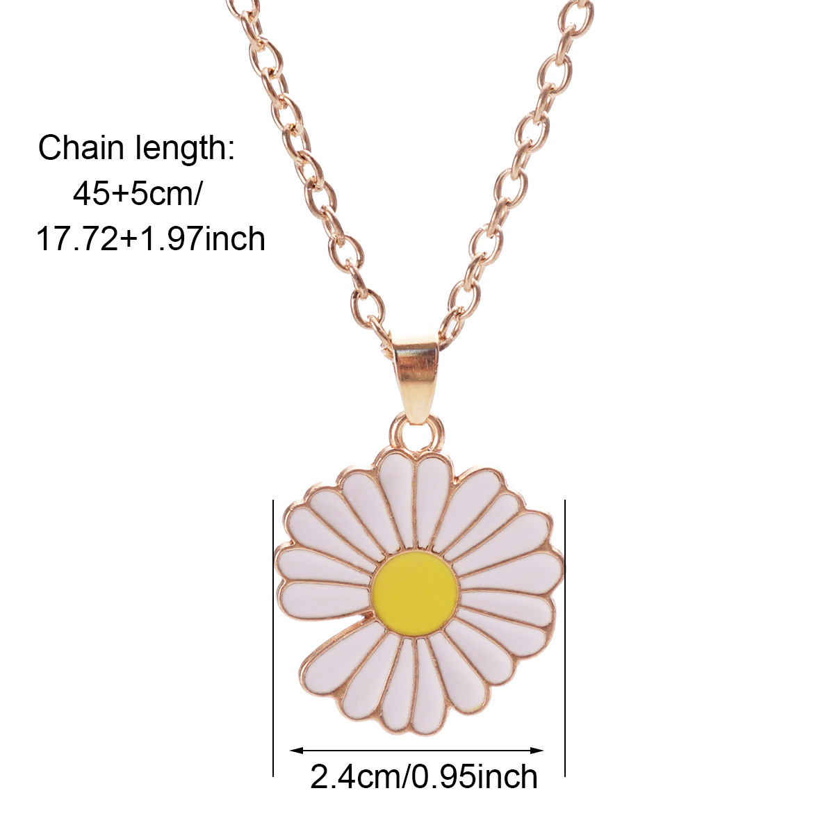 Cute Daisy Pendant Necklace for Girls, Trendy Rose Gold Chain Jewelry Gift