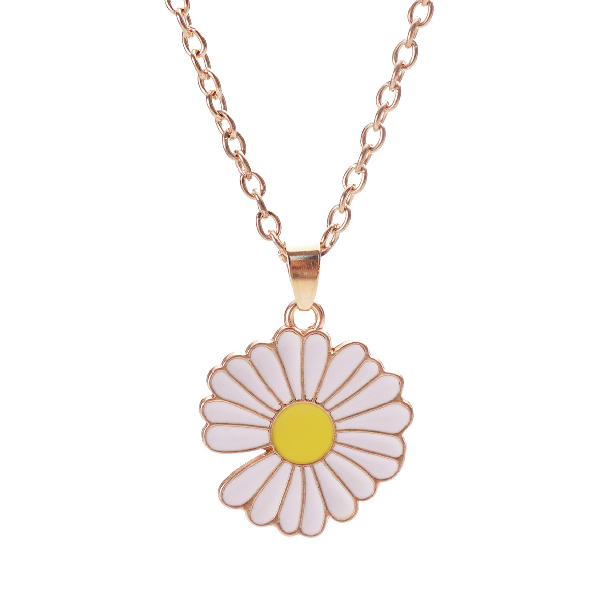 Cute Daisy Pendant Necklace for Girls, Trendy Rose Gold Chain Jewelry Gift