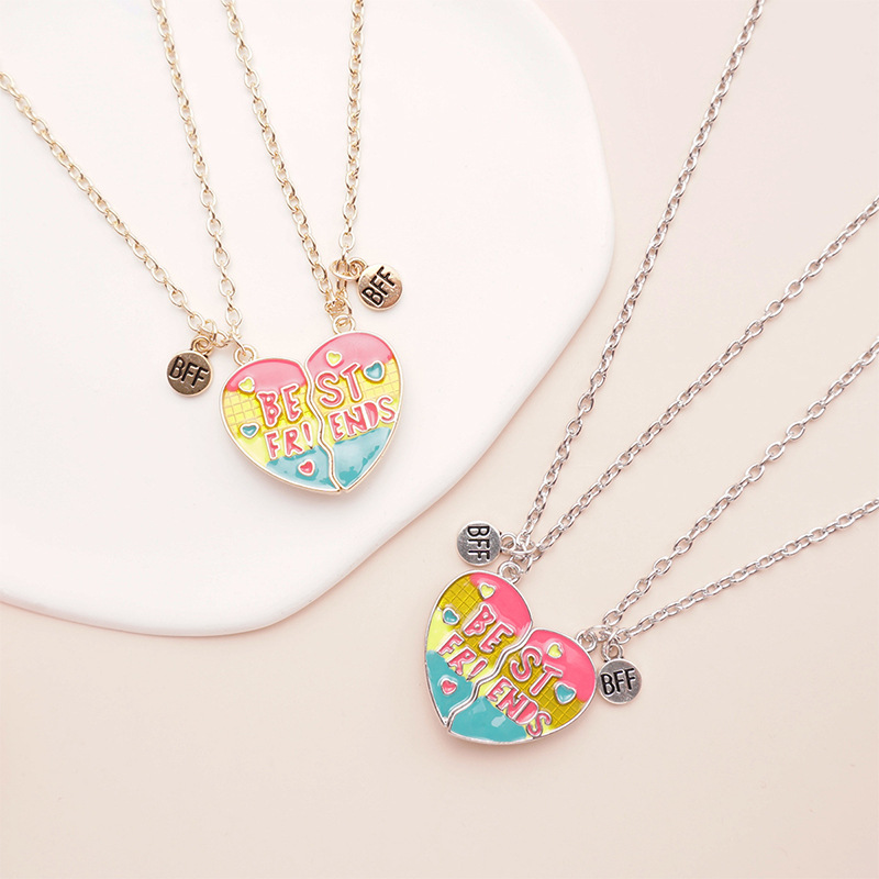 Best Friends Heart Split Necklace - Vibrant Enamel BFF Gift Set