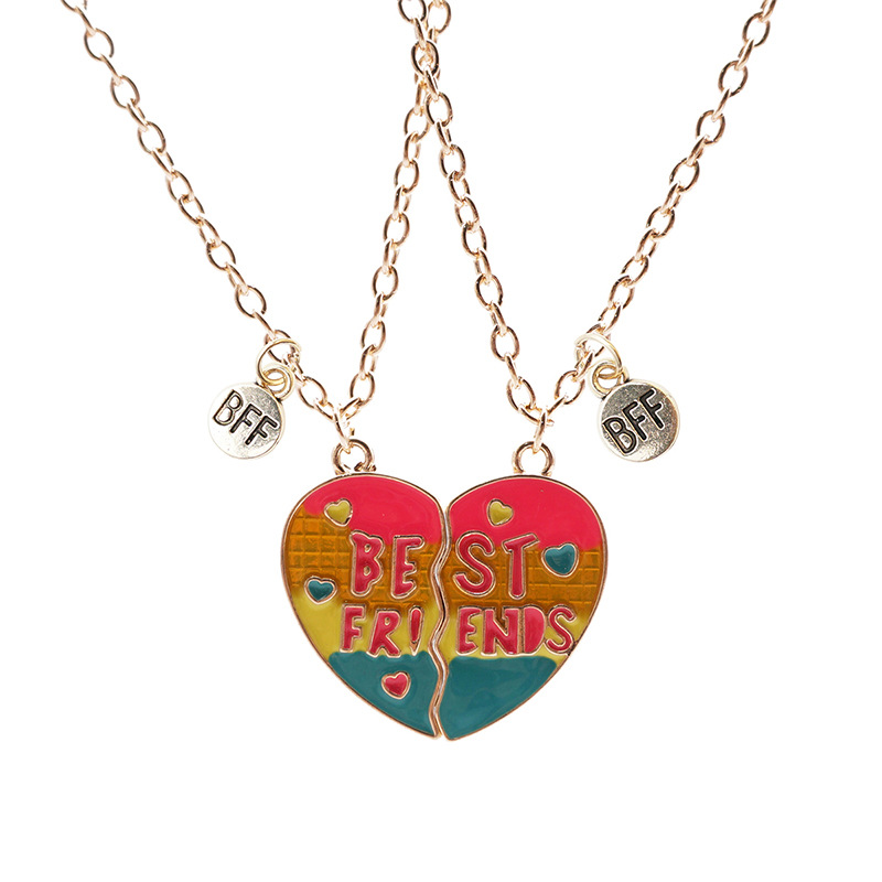 Best Friends Heart Split Necklace - Vibrant Enamel BFF Gift Set