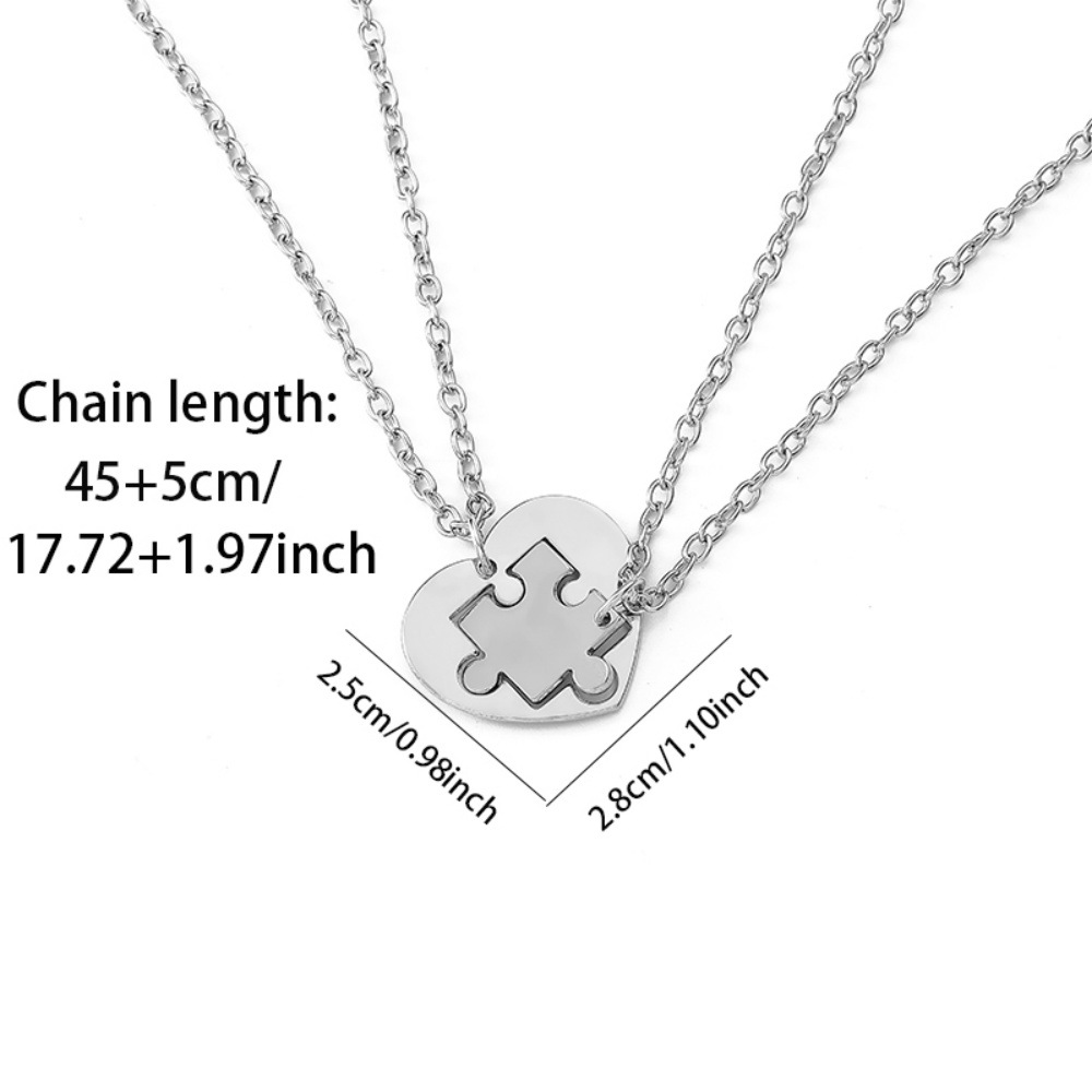 Heart Puzzle Necklace Set for Couples, Custom Engraved Friendship Jewelry