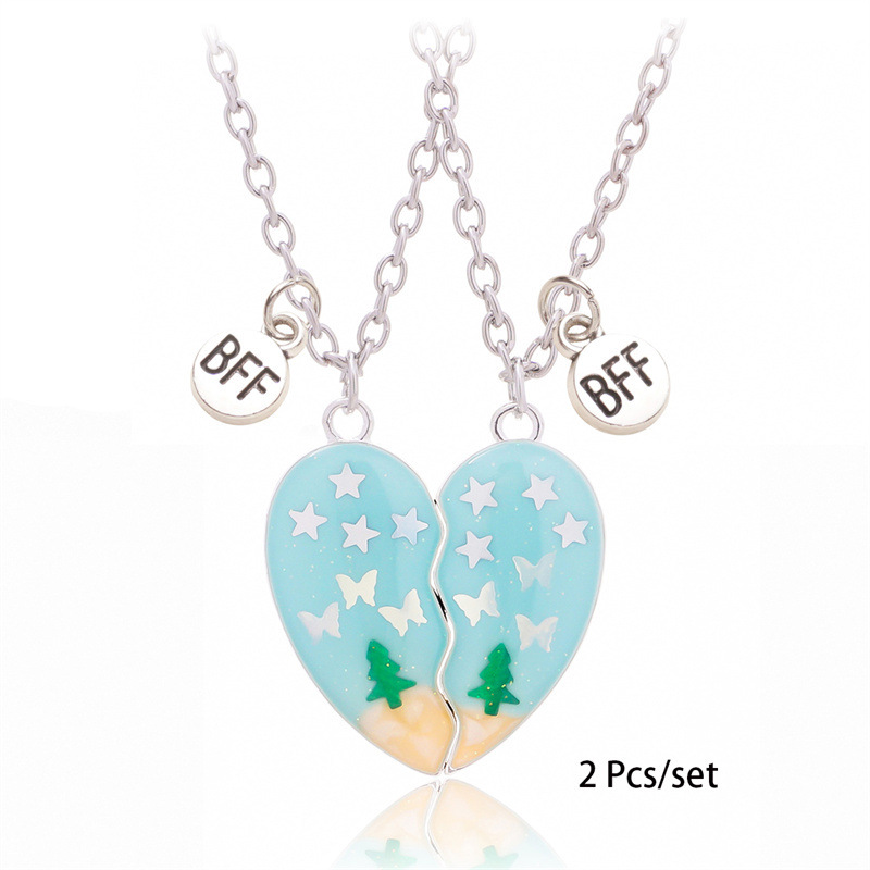 Magnetic Best Friend Necklaces Set - Heart Tree Butterfly Pendant Gift